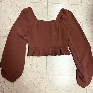 Altar’d state long sleeve brown crop top